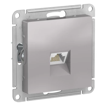 Розетка компьютерная 1-ая кат.5е, RJ-45 (интернет), Алюминий, серия Atlas Design, Schneider Electric