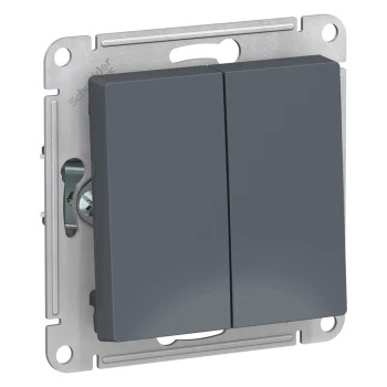 Выключатель 2-клавишный проходной (с двух мест), Грифель, серия Atlas Design, Schneider Electric