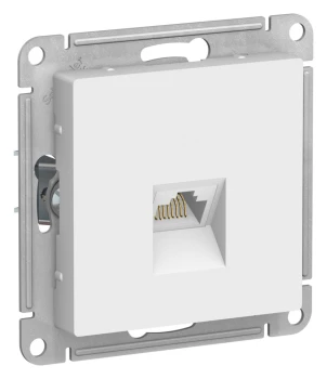 Розетка компьютерная 1-ая экранированная кат.6е, RJ-45 (интернет), Белый лотос, серия Atlas Design, Schneider Electric