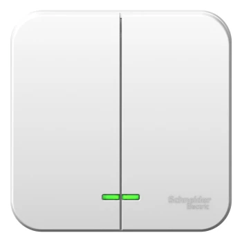 Выключатель 2-клавишный, с подсветкой 6А, Белый, серия Blanca, Schneider Electric